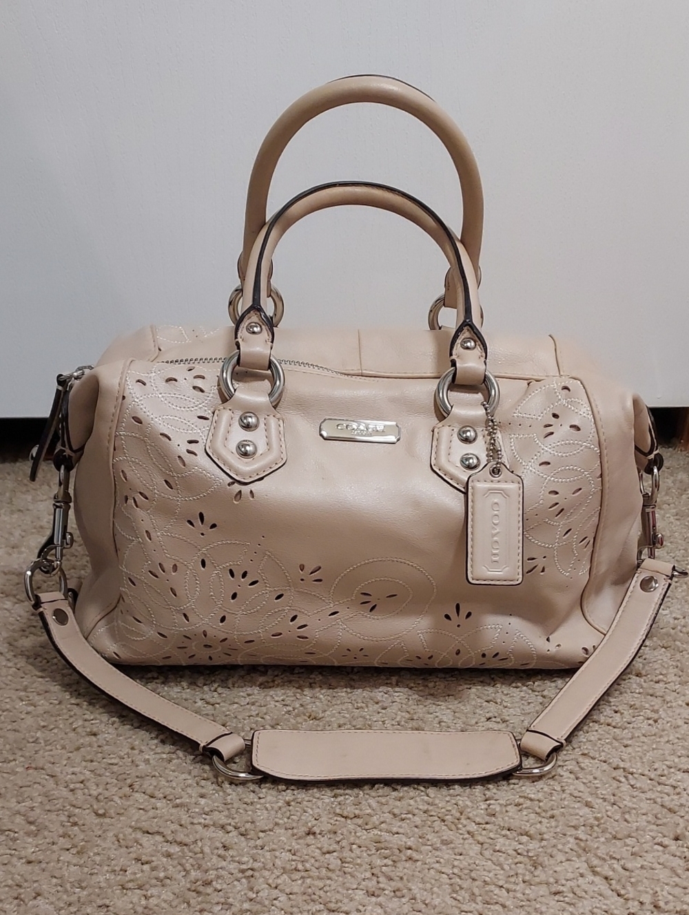 Coach Ashley Laser Cut Leather Sachel Handbag